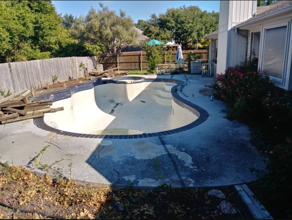 old pool in backyard